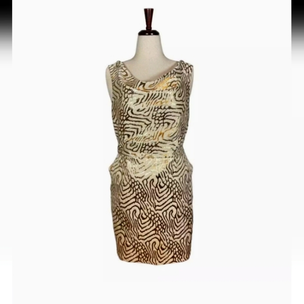 GAP Gold and Ivory midi dress w/ pockets